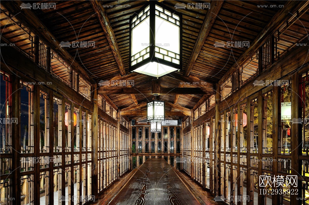 中式酒店民宿效果图下载（渲染图15）