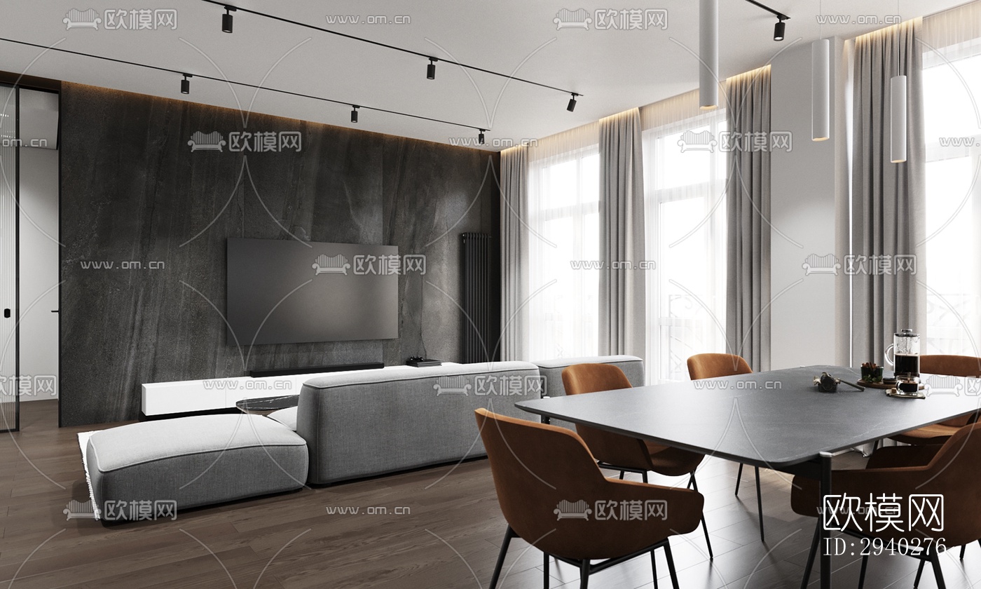 现代平层效果图下载（渲染图7）