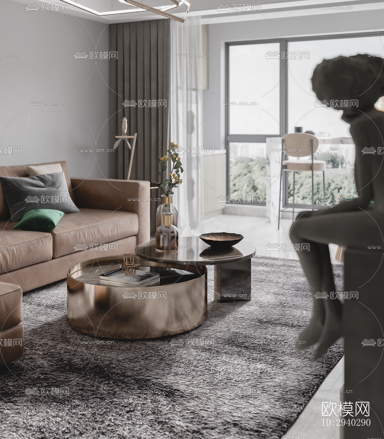 现代平层效果图下载（渲染图6）