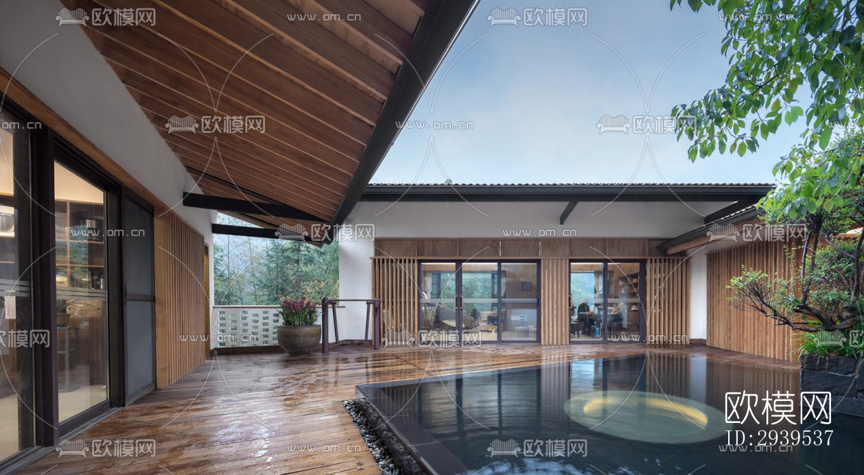 现代酒店民宿效果图下载（渲染图6）