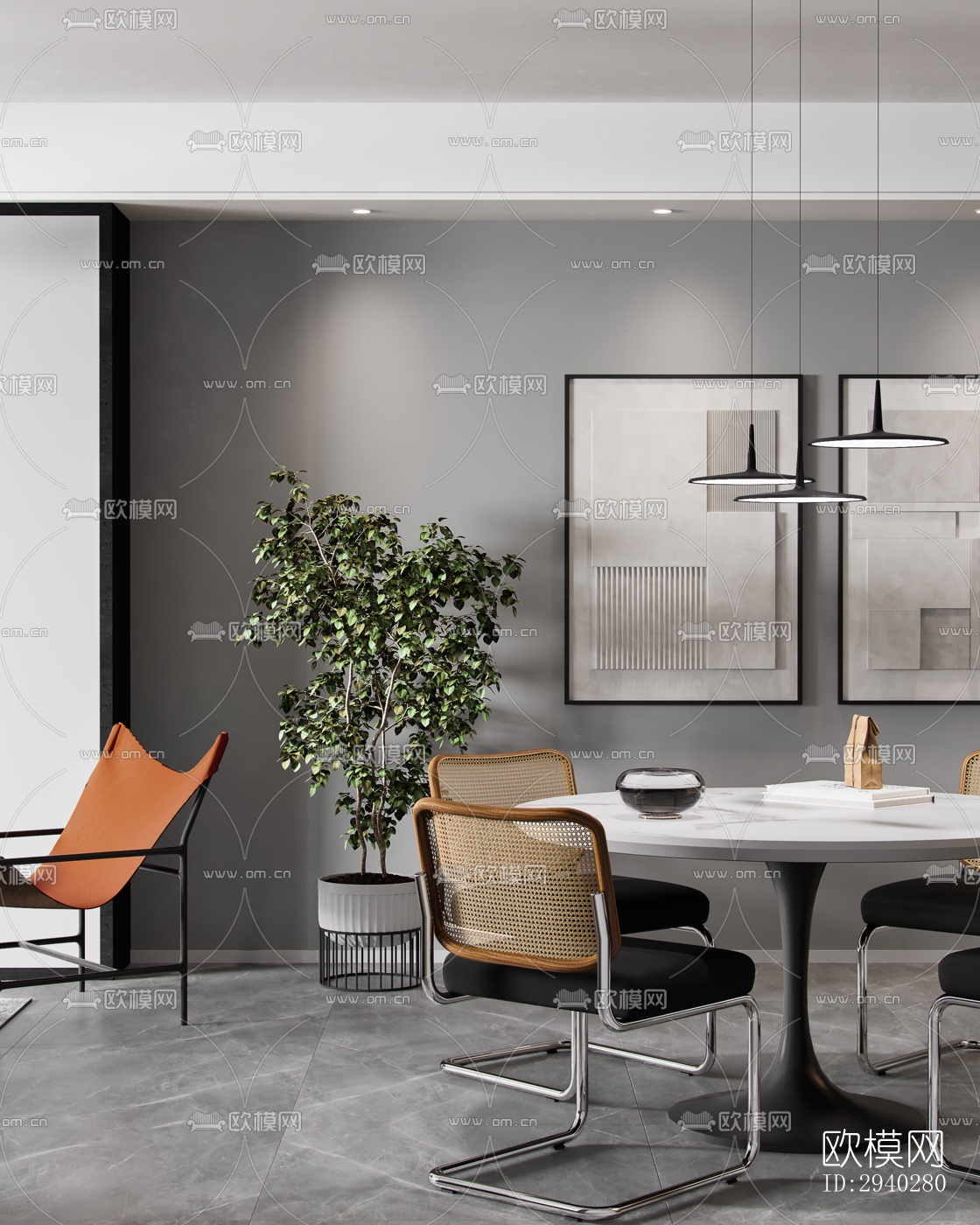 现代平层效果图下载（渲染图1）