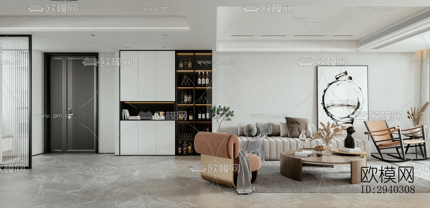 现代平层效果图下载（渲染图3）