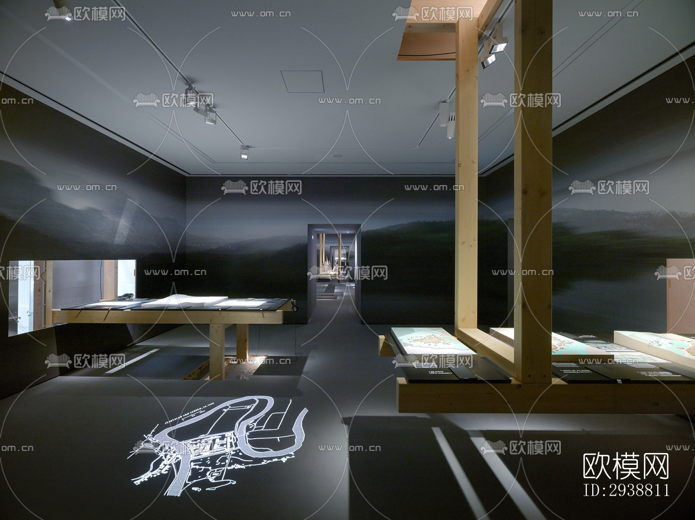 高级灰展览展厅效果图下载（渲染图12）