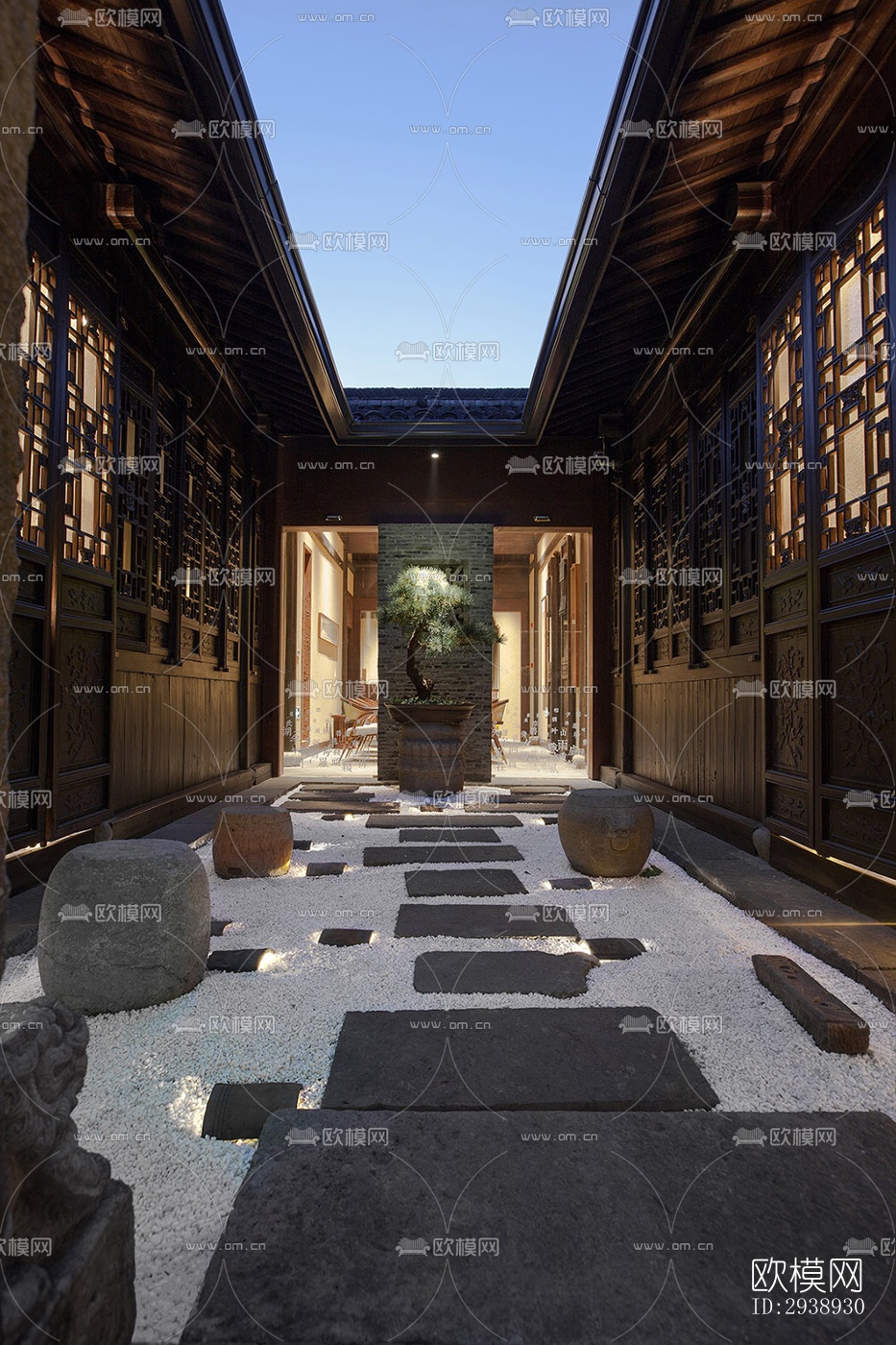 中式酒店民宿效果图下载（渲染图2）