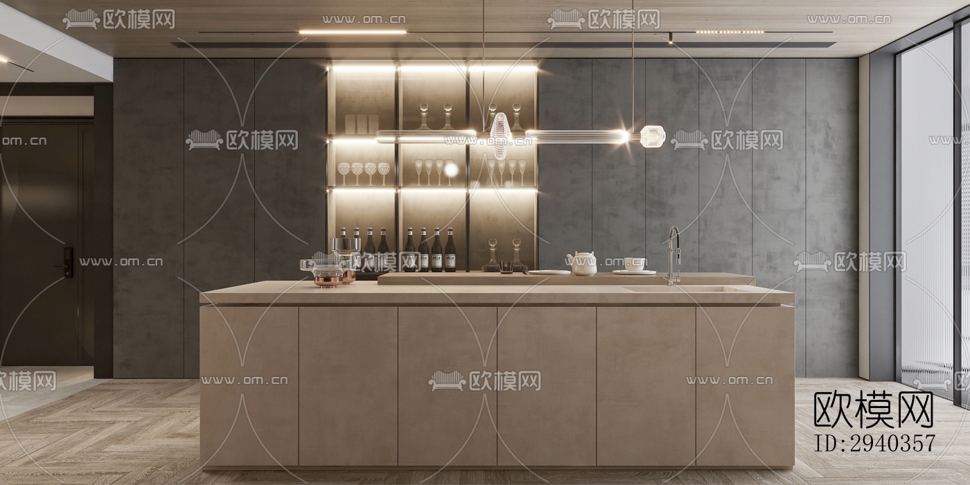 现代平层效果图下载（渲染图17）