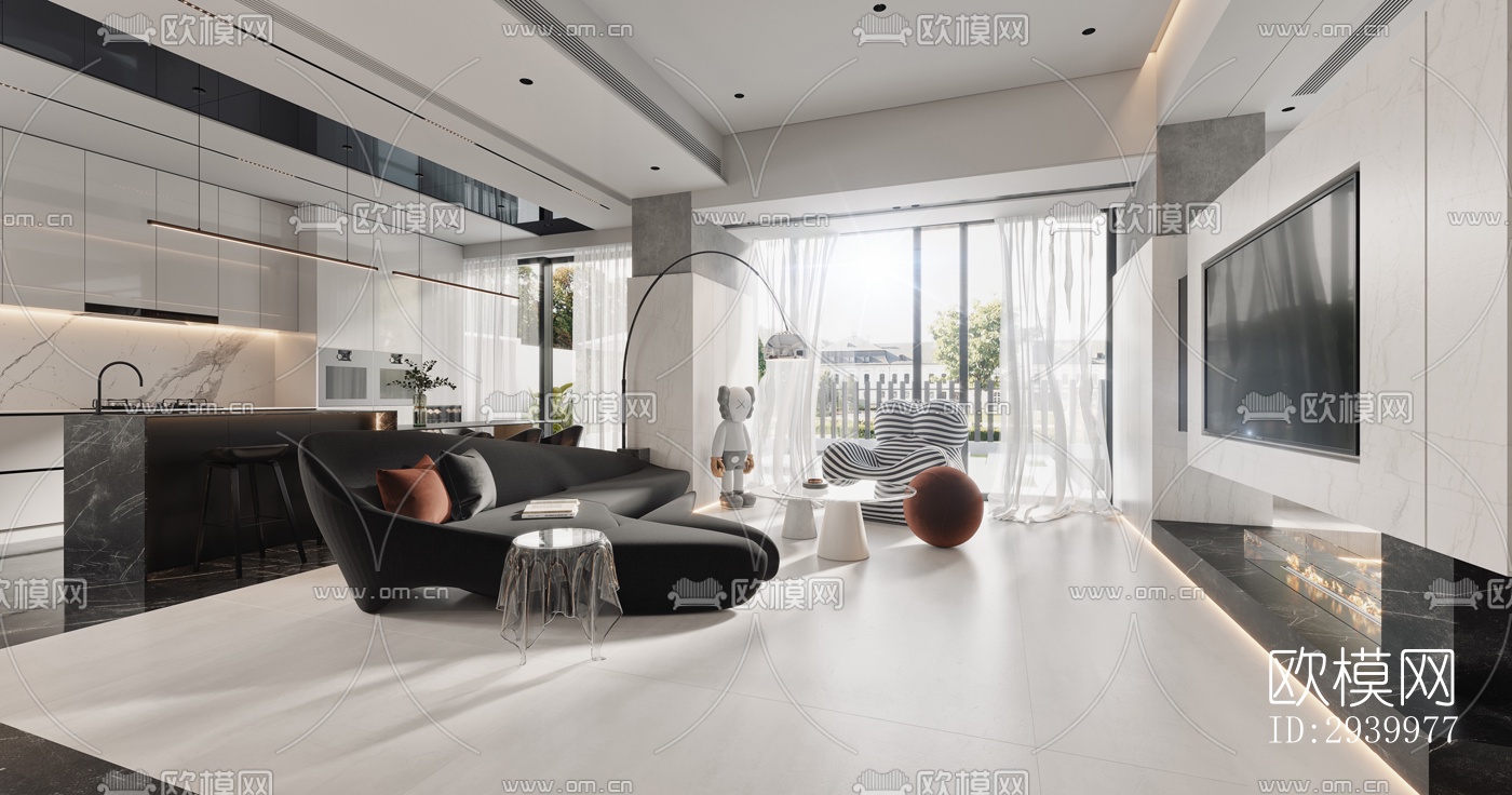 现代复式效果图下载（渲染图14）