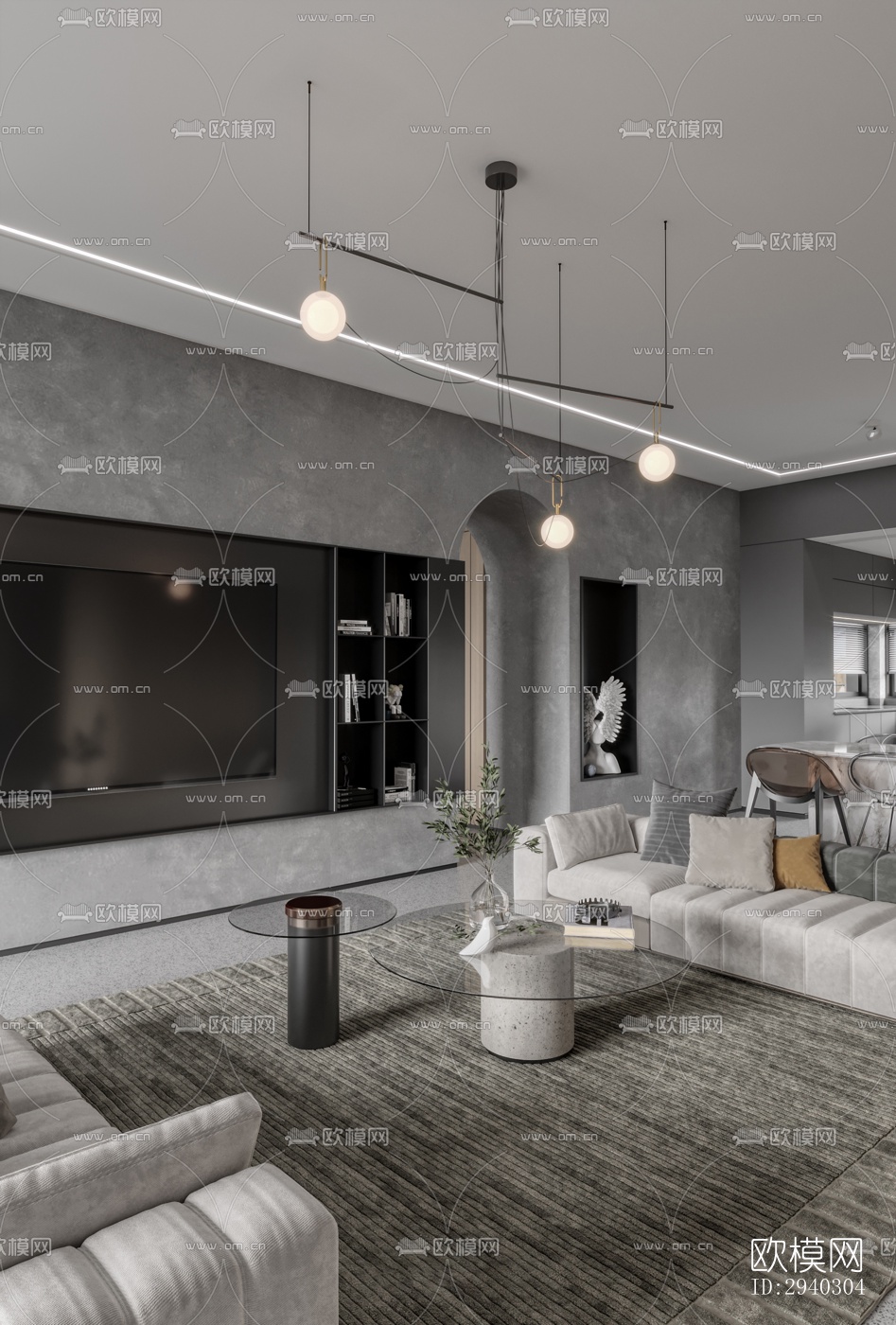 现代平层效果图下载（渲染图4）