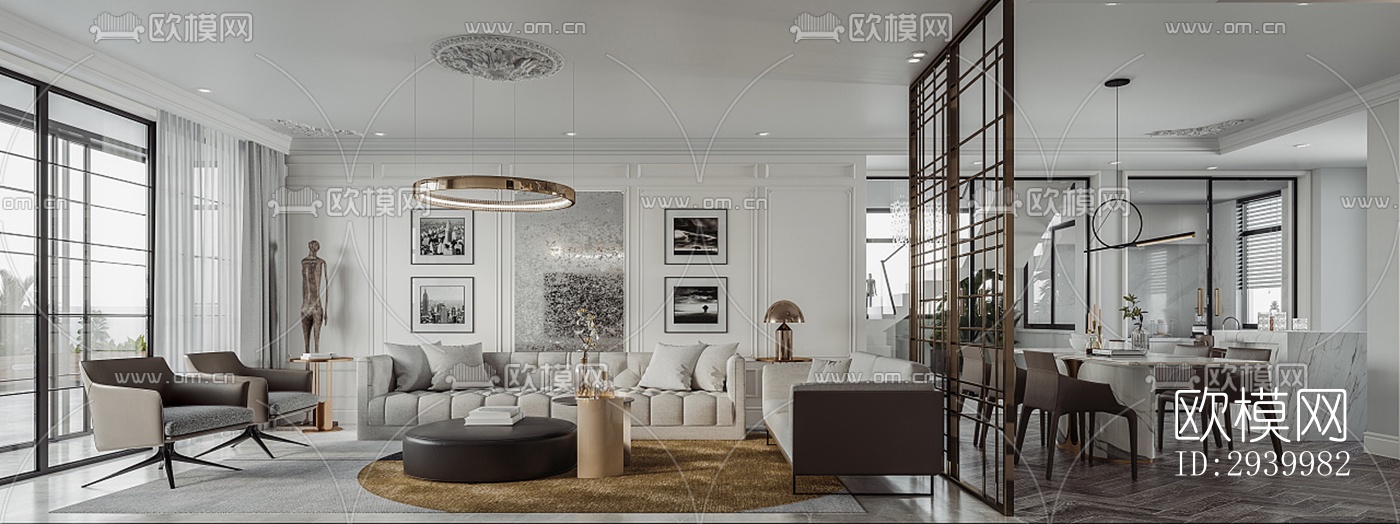 美式复式效果图下载（渲染图9）