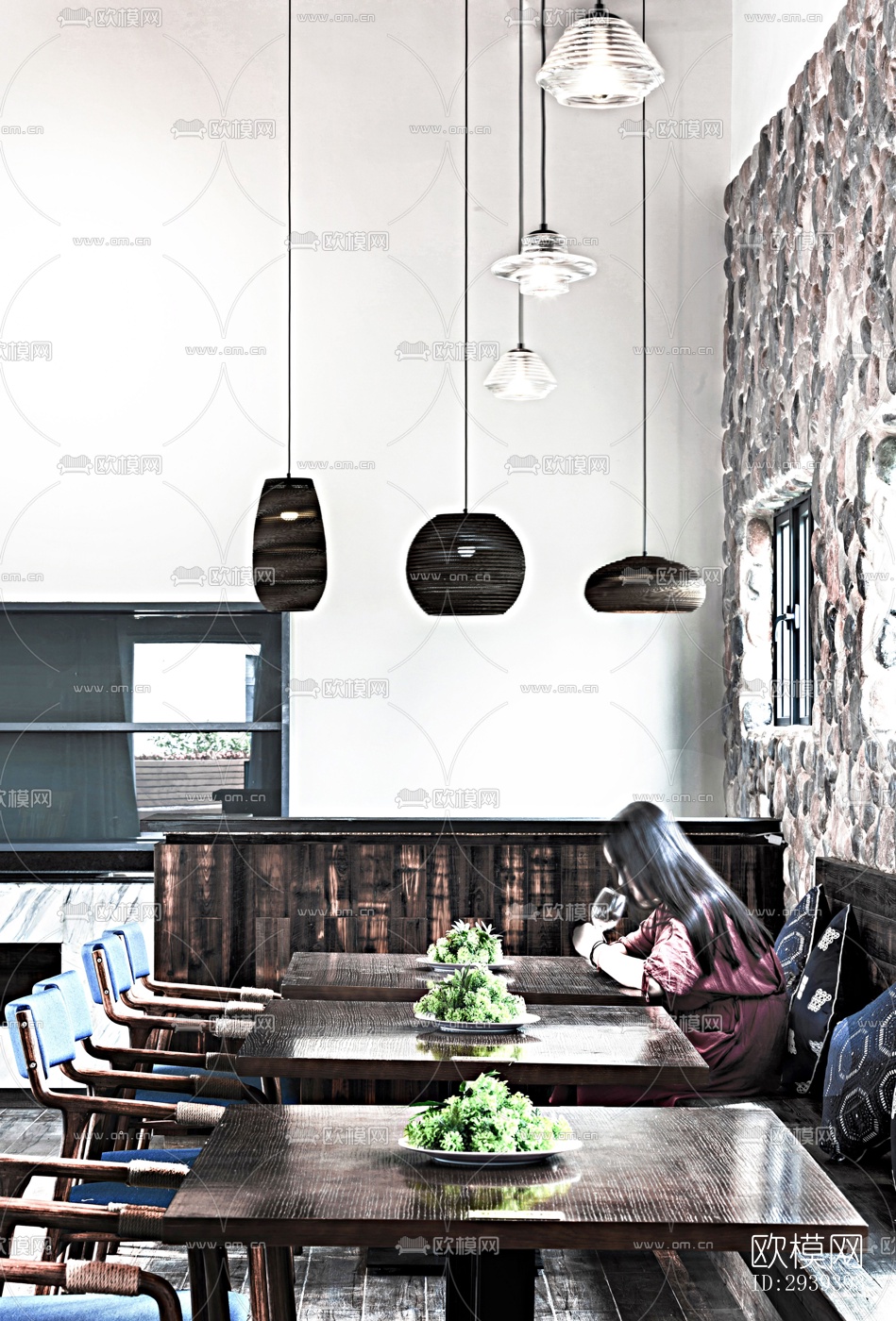 新中式酒店民宿效果图下载（渲染图1）