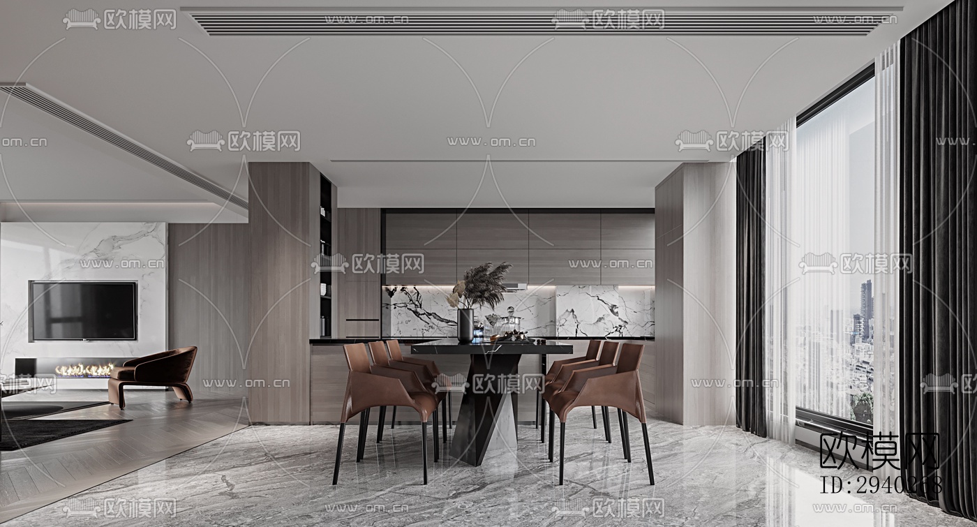 现代平层效果图下载（渲染图5）