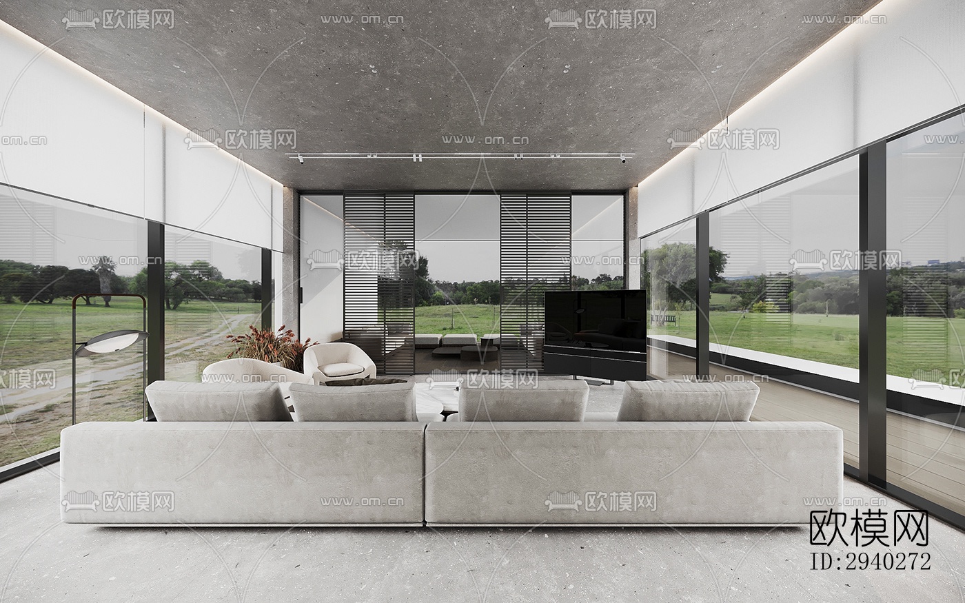 现代平层效果图下载（渲染图1）