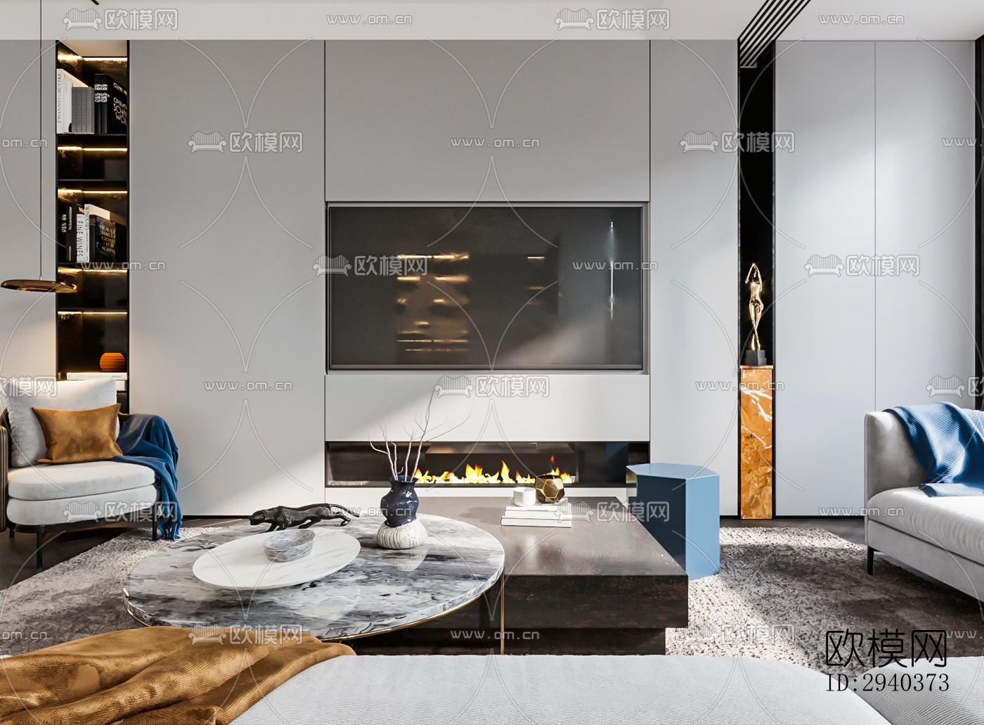 现代平层效果图下载（渲染图4）