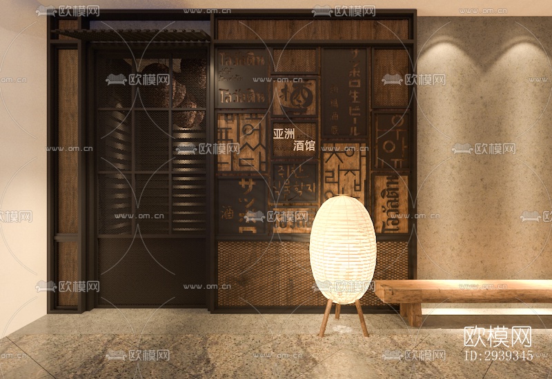 新中式酒店民宿效果图下载（渲染图4）