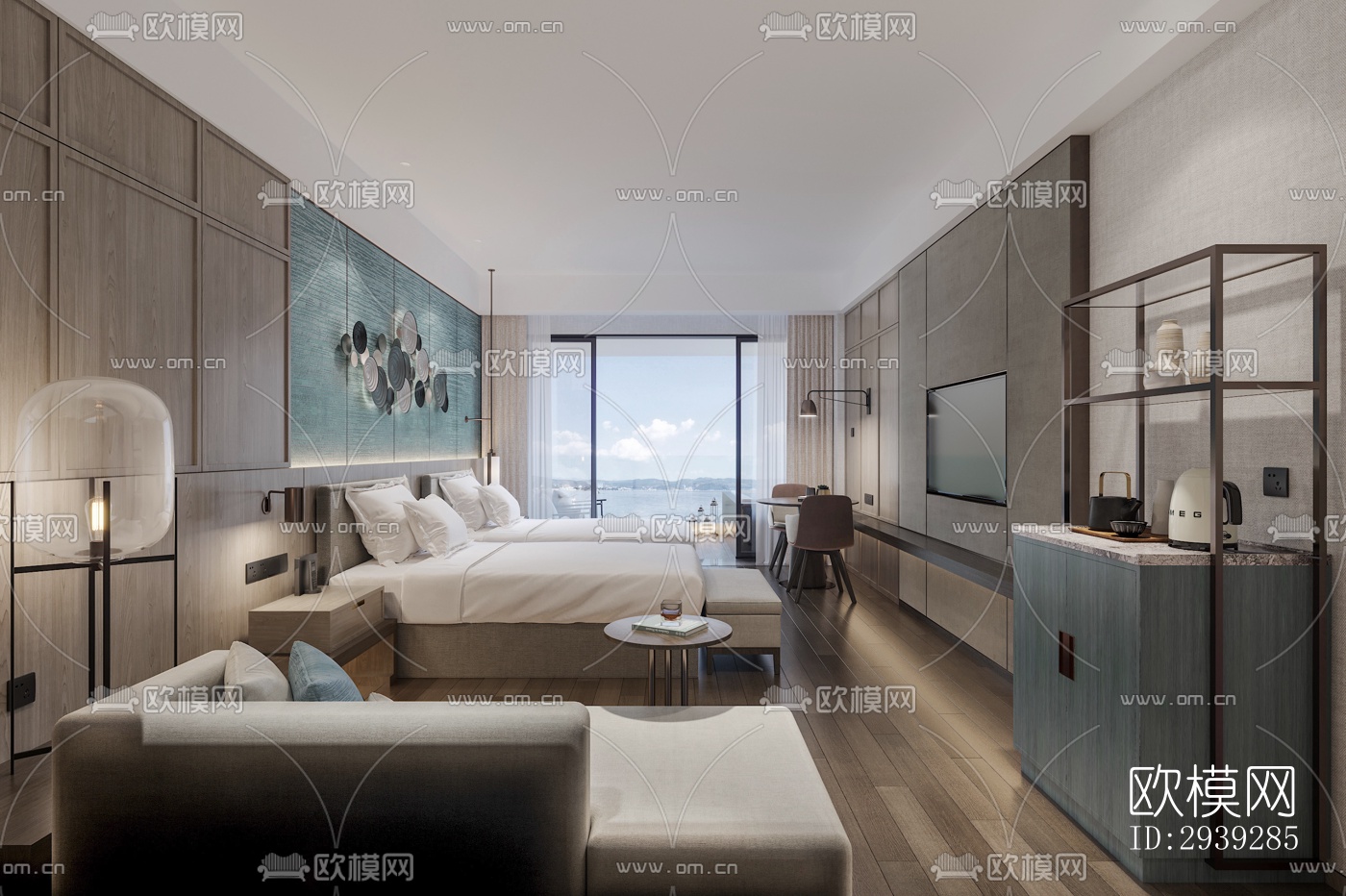 新中式酒店民宿效果图下载（渲染图1）