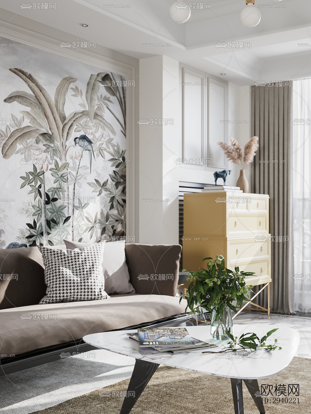 欧式平层效果图下载（渲染图9）