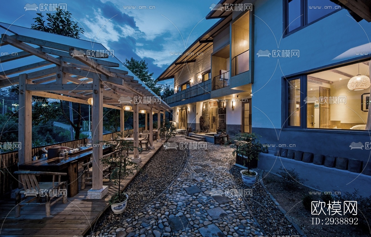 中式酒店民宿效果图下载（渲染图8）