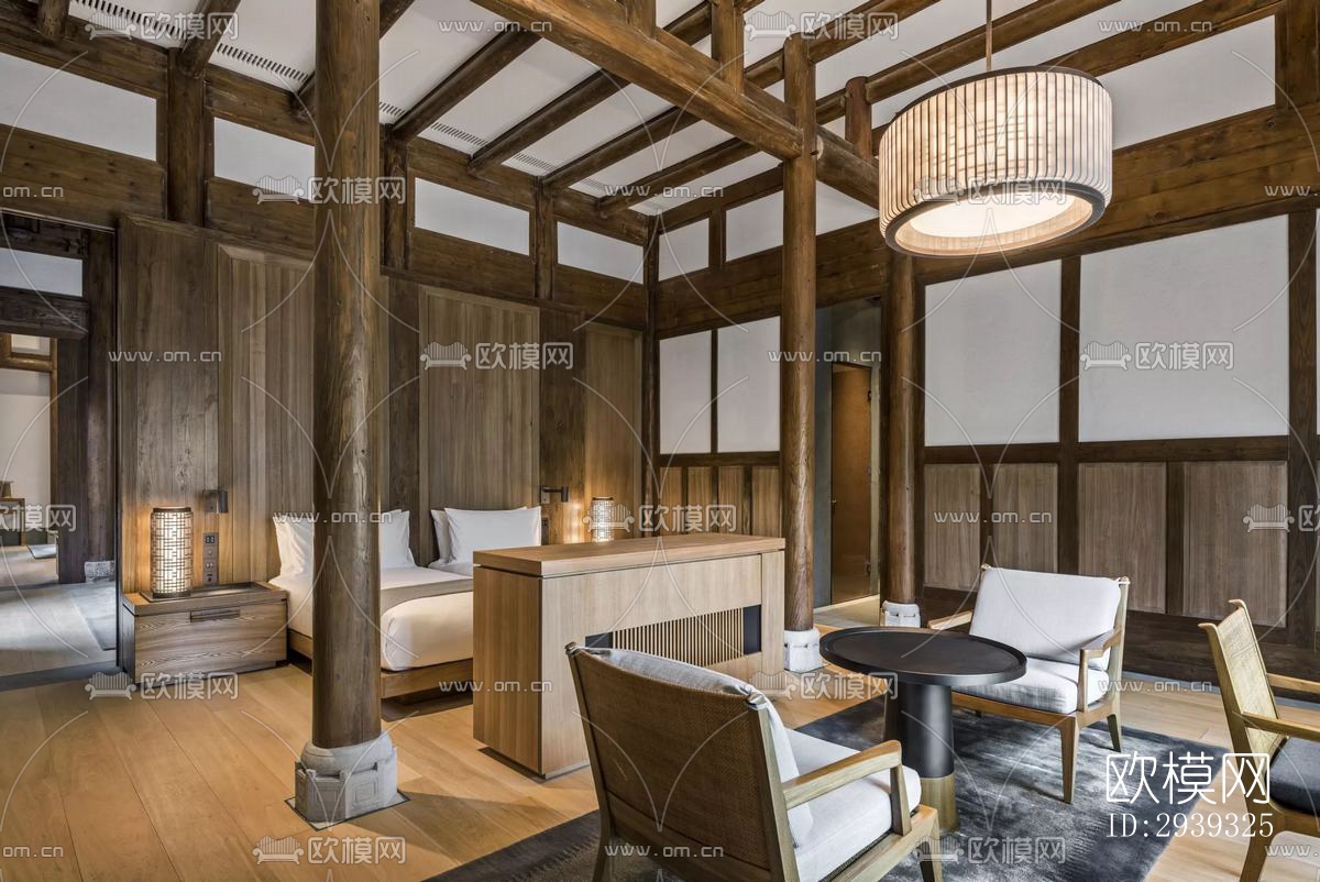 新中式酒店民宿效果图下载（渲染图3）