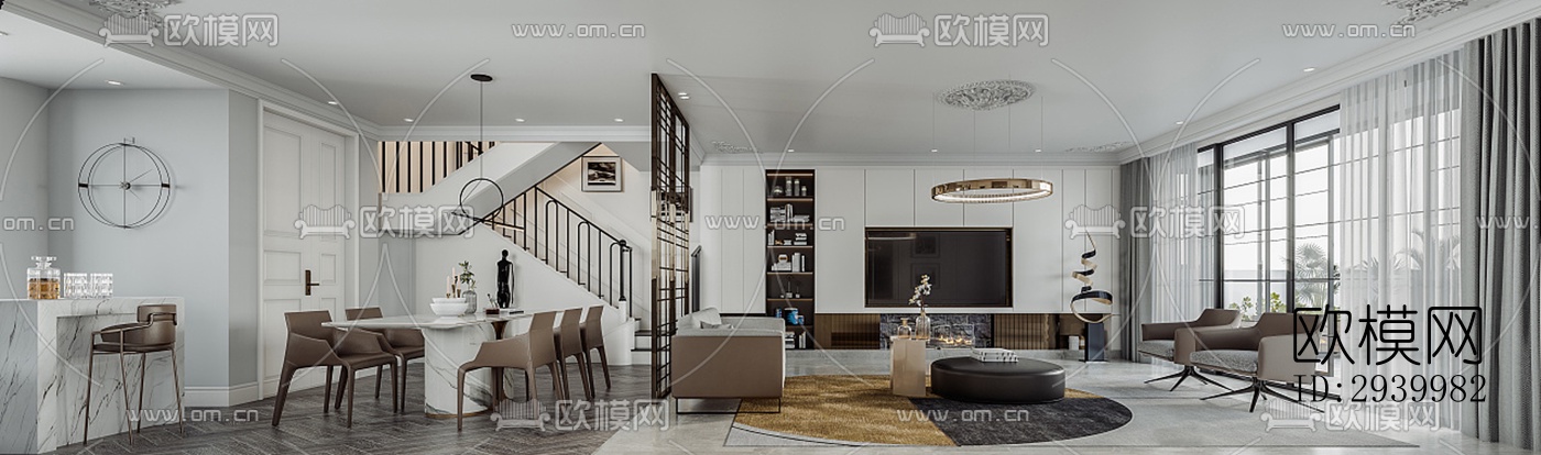 美式复式效果图下载（渲染图10）