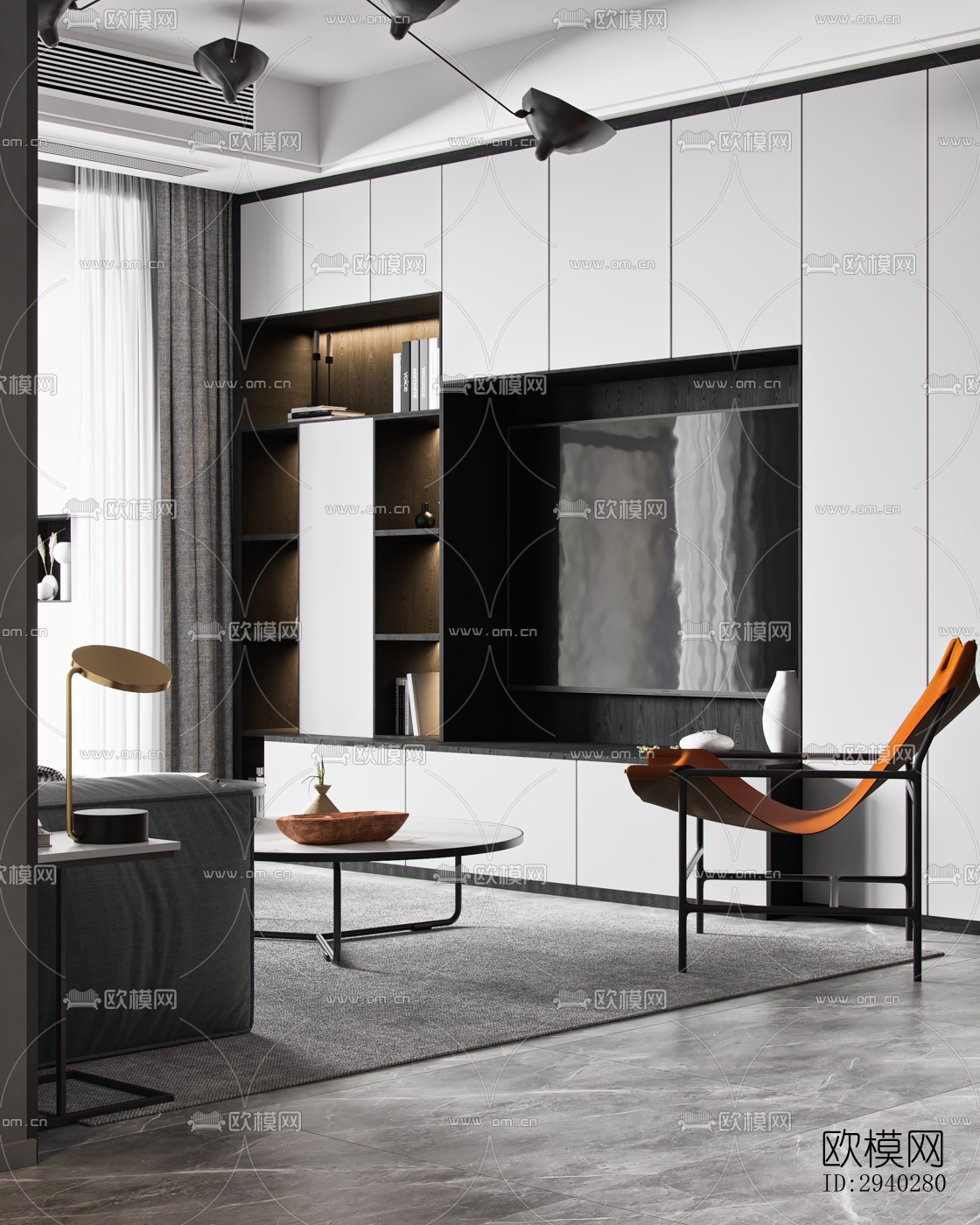 现代平层效果图下载（渲染图11）