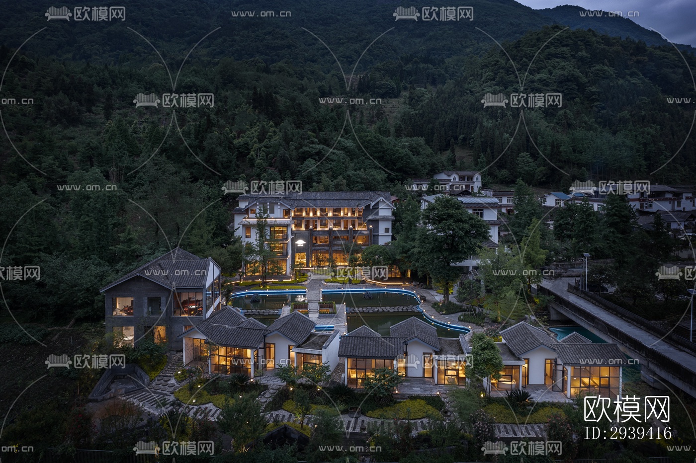 新中式酒店民宿效果图下载（渲染图20）