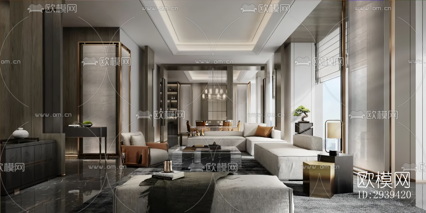 新中式酒店民宿效果图下载（渲染图16）