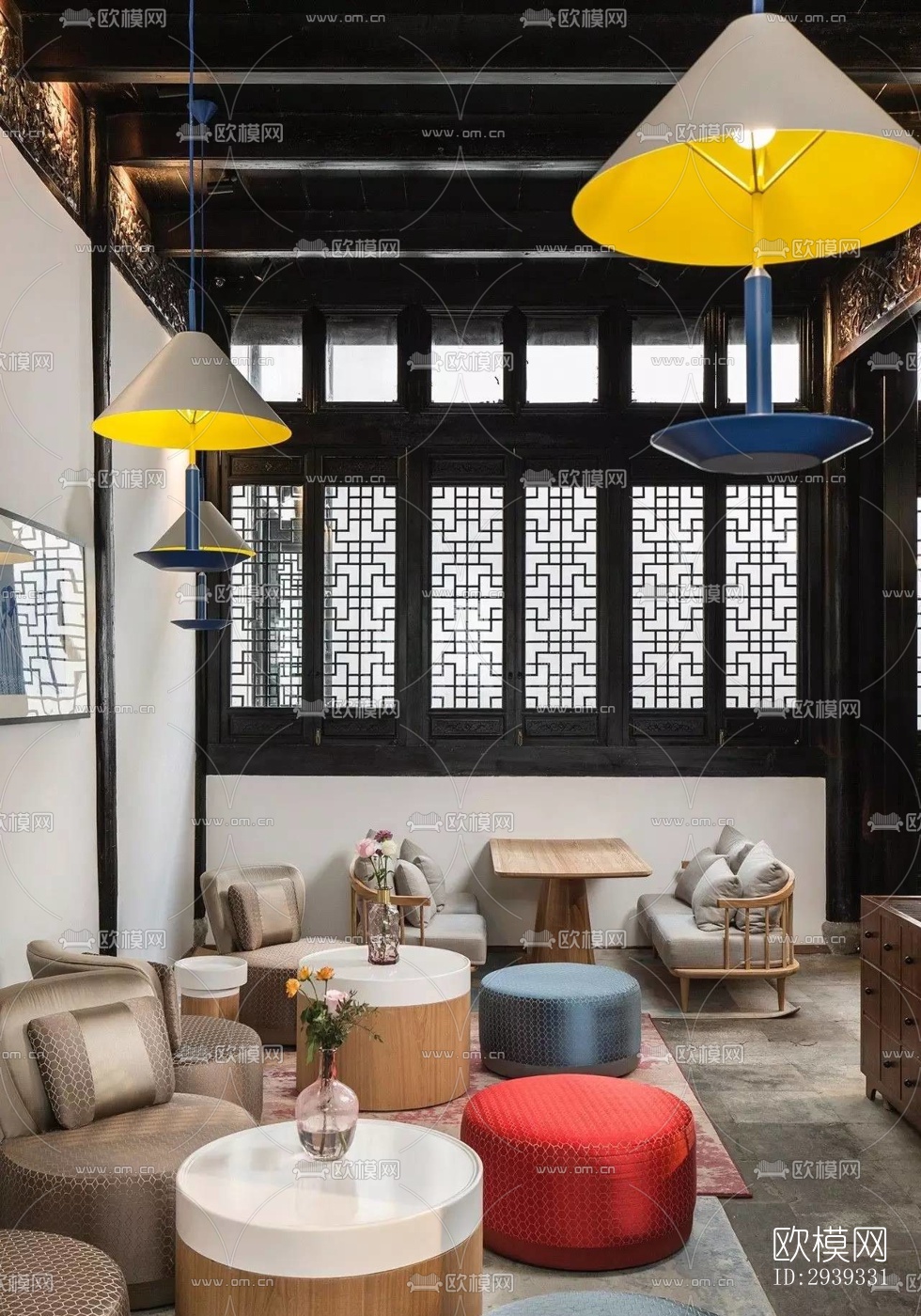 新中式酒店民宿效果图下载（渲染图2）