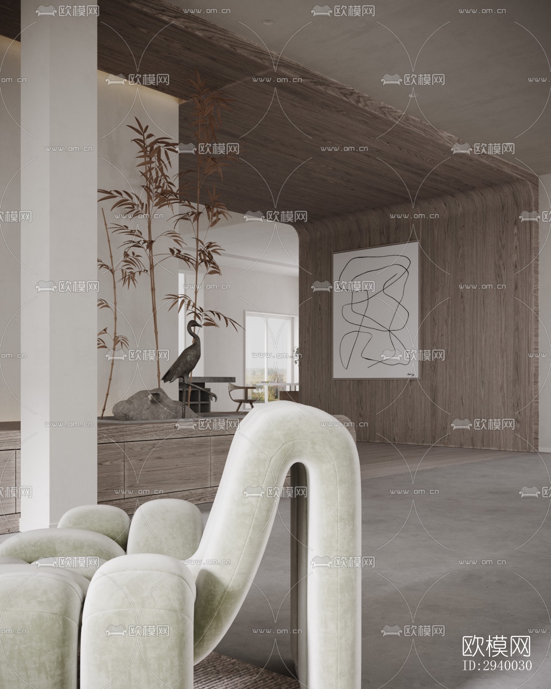 侘寂平层效果图下载（渲染图3）