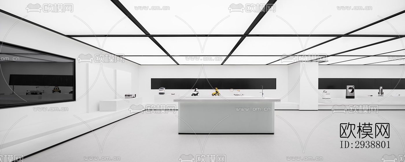 高级灰展览展厅效果图下载（渲染图8）