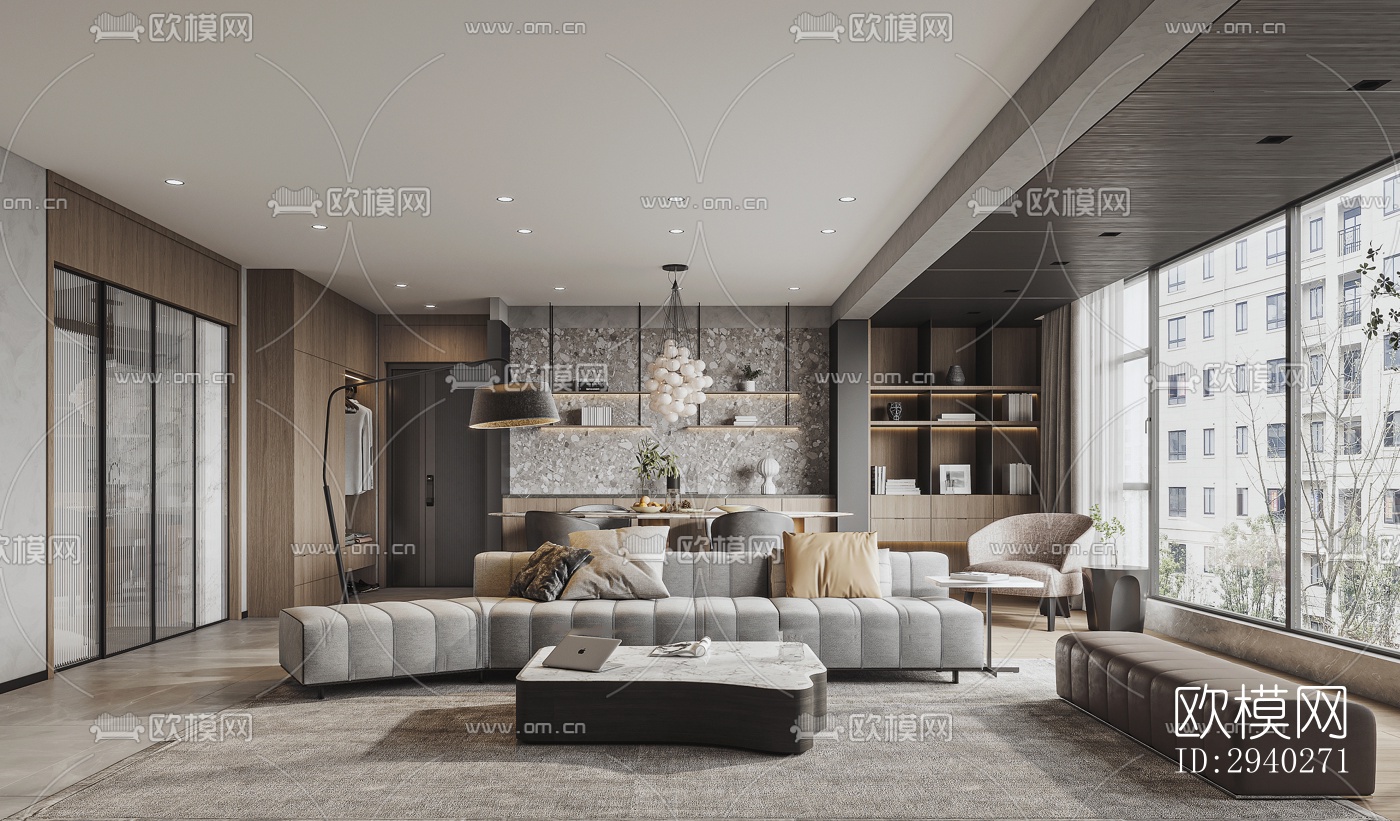 现代平层效果图下载（渲染图14）