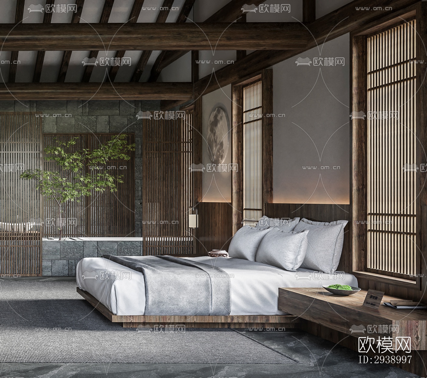 中式酒店民宿效果图下载（渲染图14）