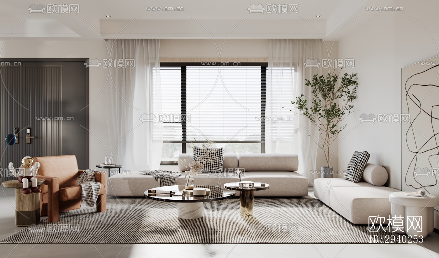 现代平层效果图下载（渲染图2）