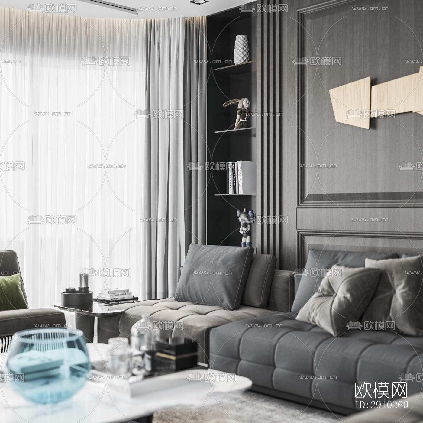 现代平层效果图下载（渲染图9）