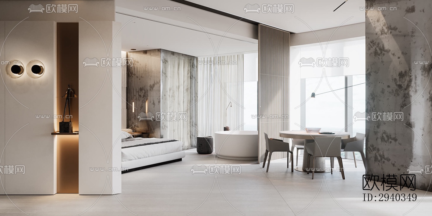 现代平层效果图下载（渲染图3）