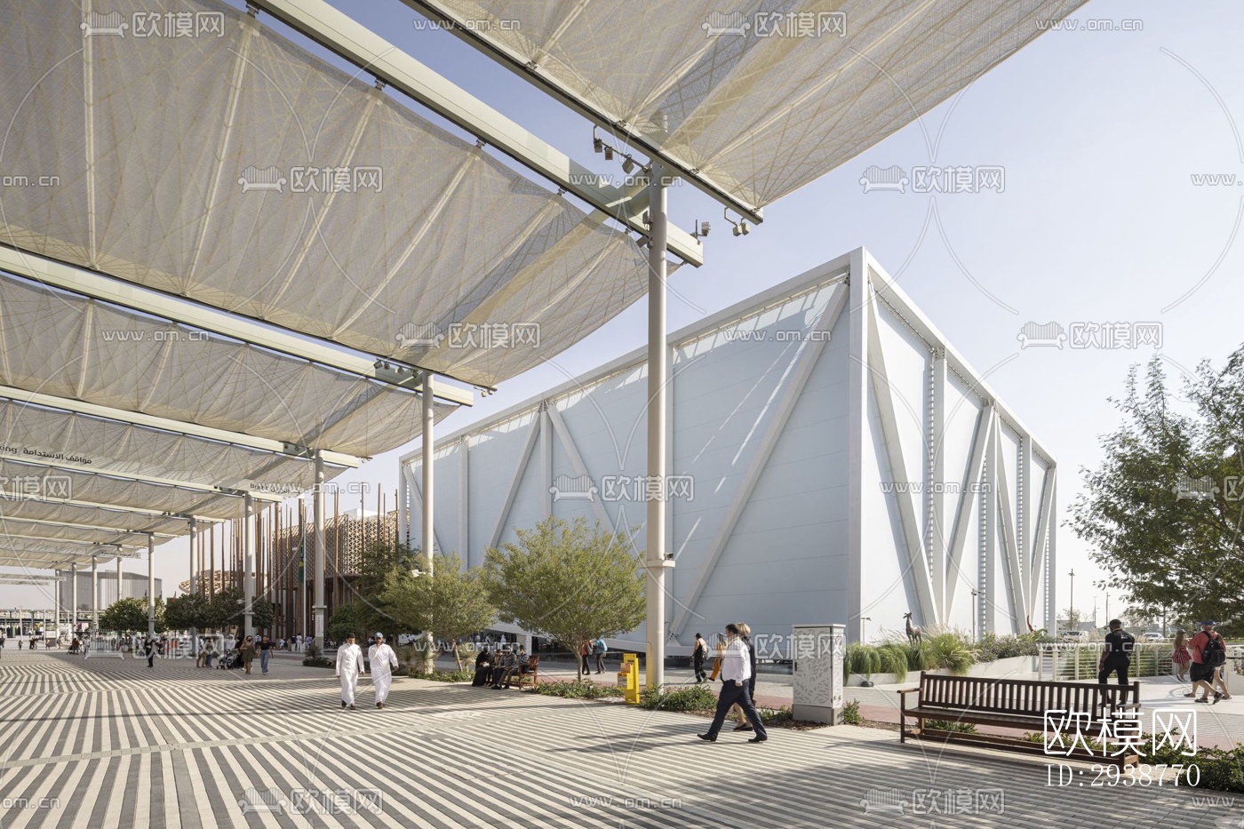 现代展览展厅效果图下载（渲染图1）