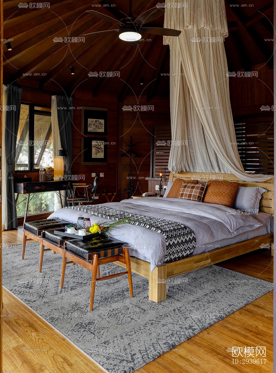 美式酒店民宿效果图下载（渲染图12）