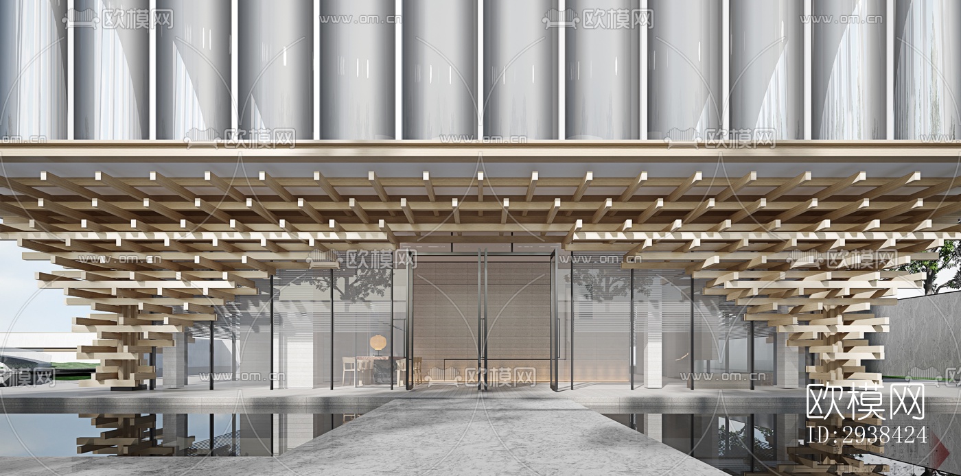 新中式售楼处效果图下载（渲染图14）