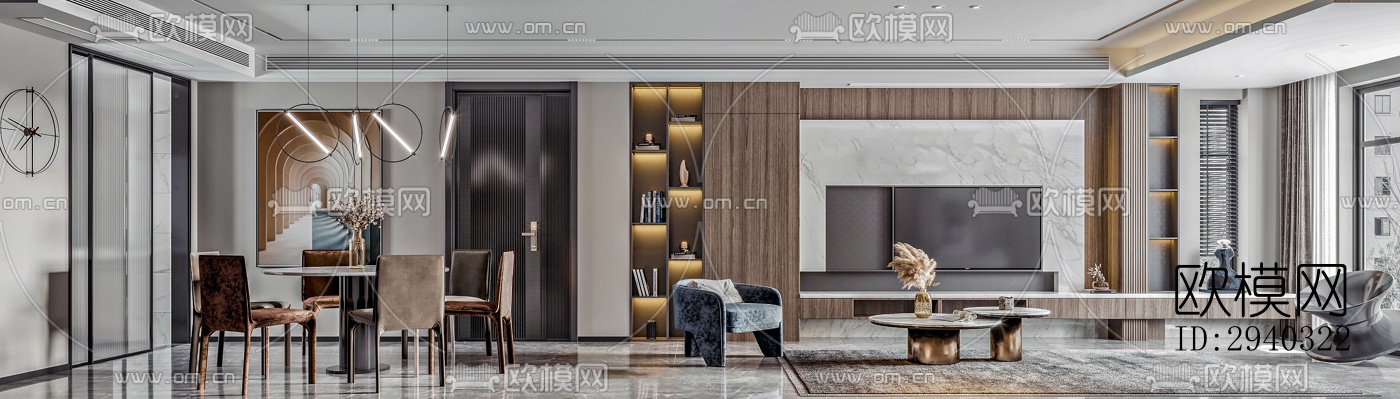 现代平层效果图下载（渲染图1）