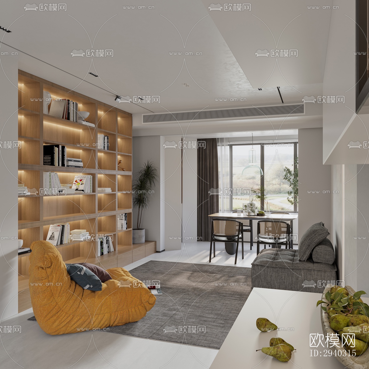 现代平层效果图下载（渲染图1）