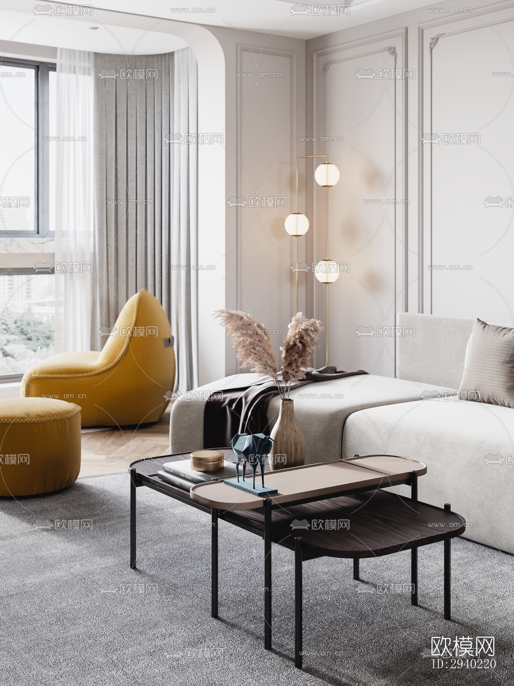 欧式平层效果图下载（渲染图7）