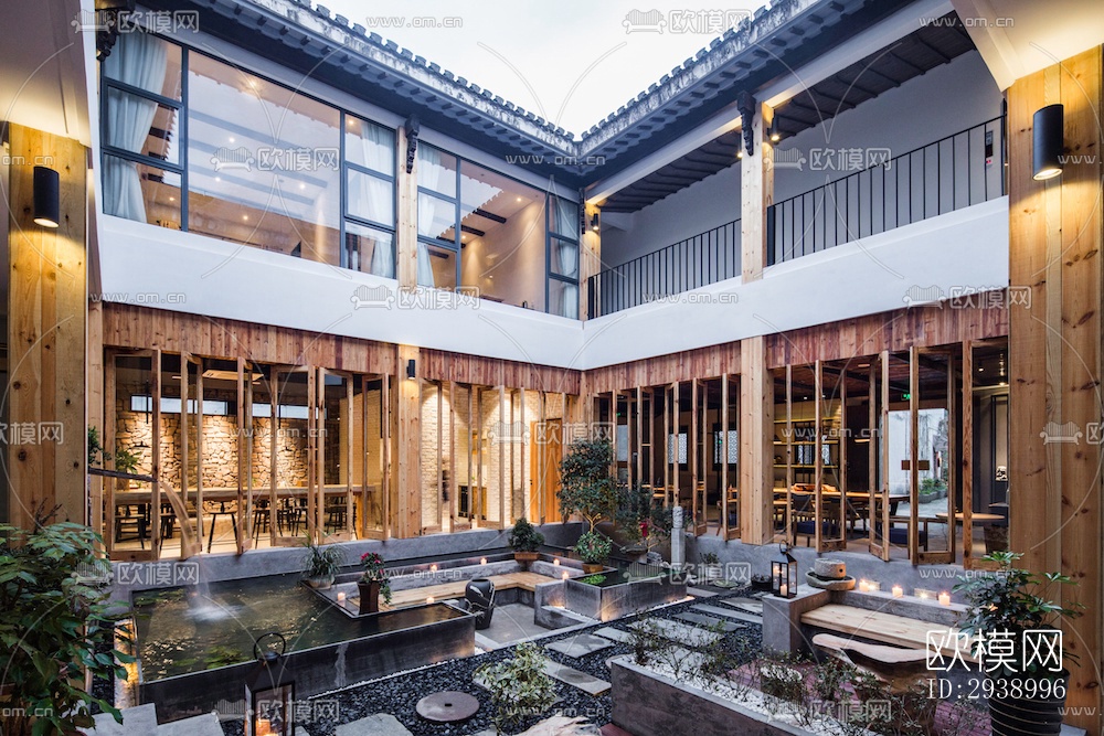 中式酒店民宿效果图下载（渲染图14）