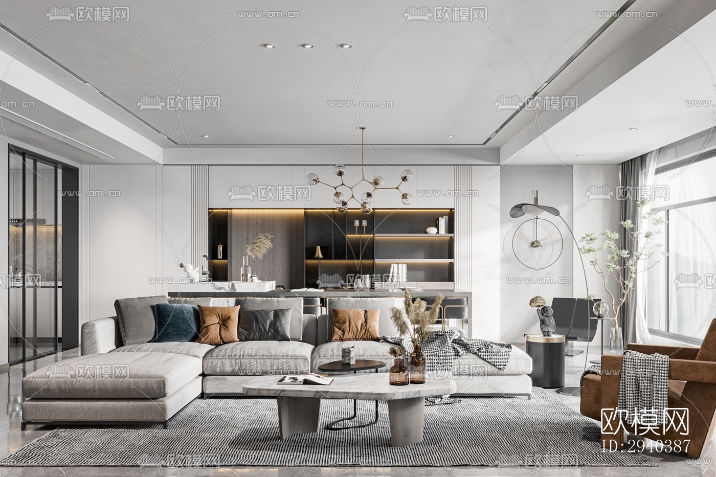 现代平层效果图下载（渲染图9）