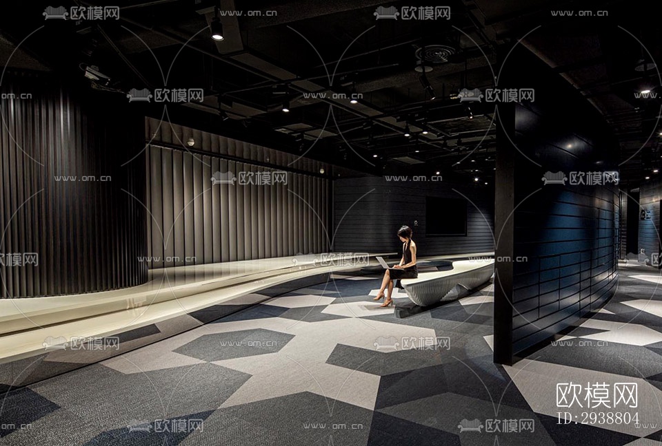 高级灰展览展厅效果图下载（渲染图11）