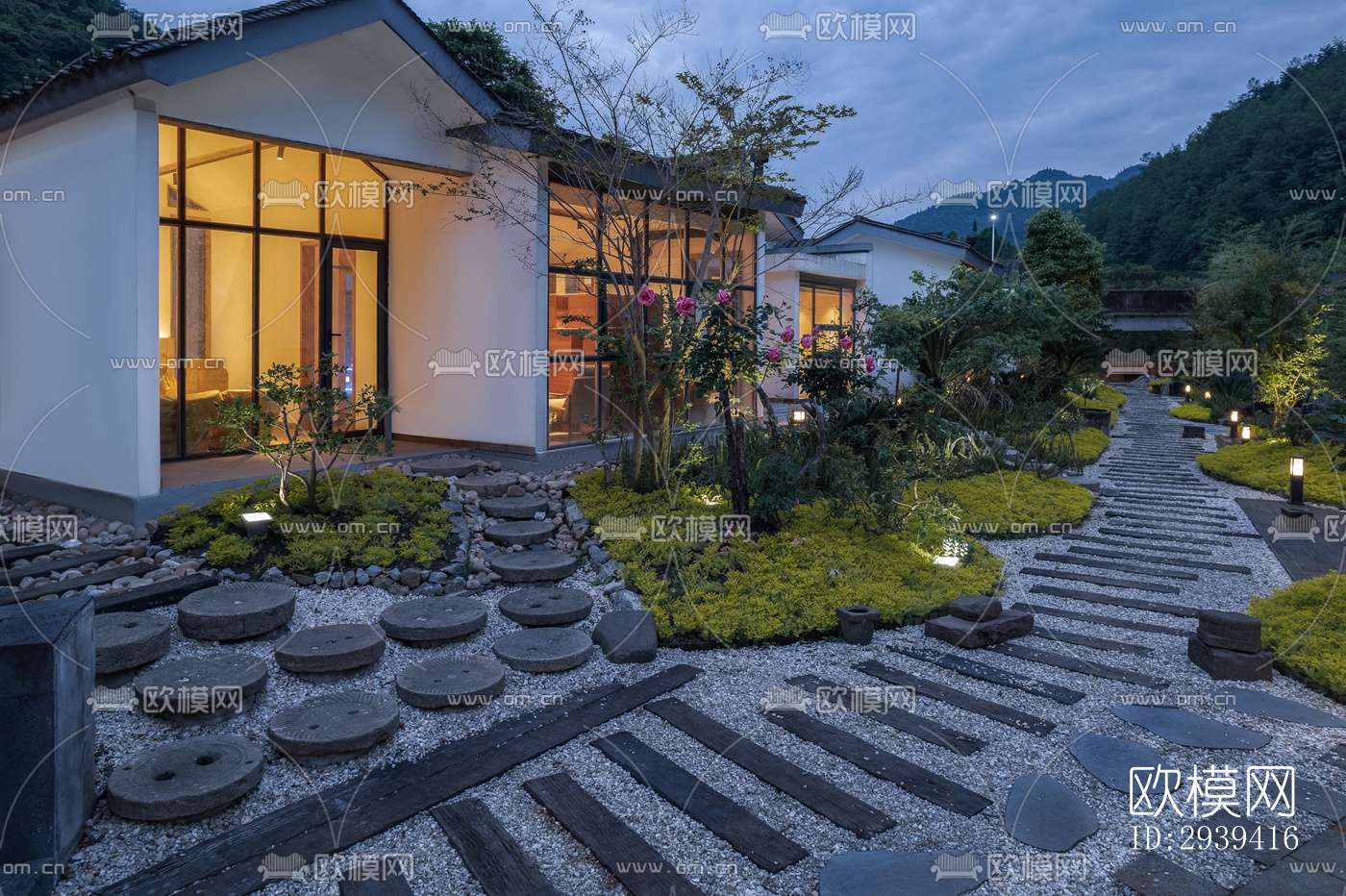 新中式酒店民宿效果图下载（渲染图16）