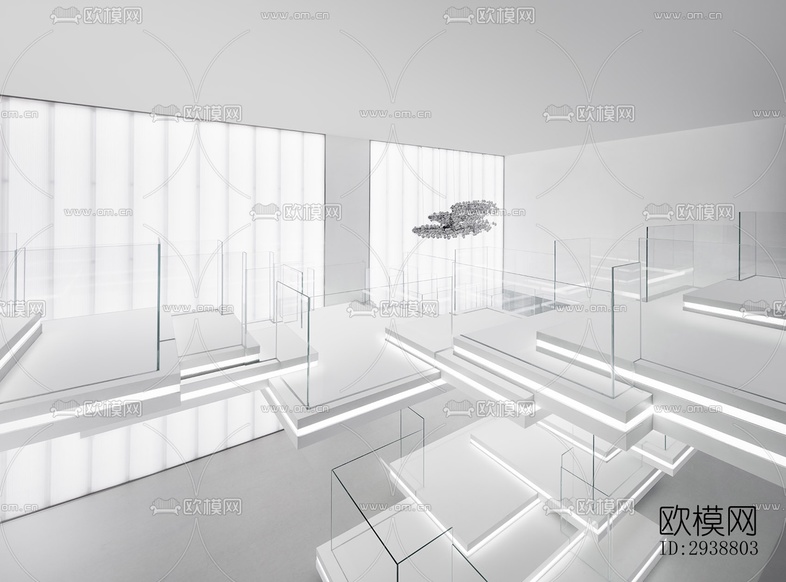 高级灰展览展厅效果图下载(渲染图5)