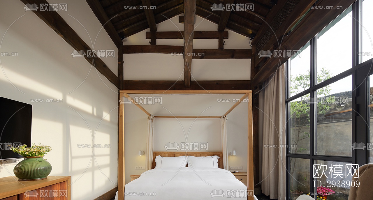 中式酒店民宿效果图下载（渲染图16）