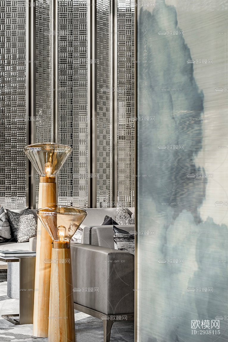 新中式售楼处效果图下载（渲染图5）