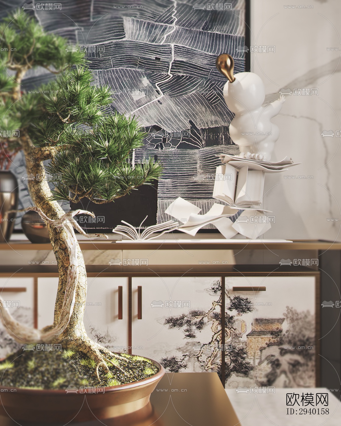 新中式平层效果图下载（渲染图5）