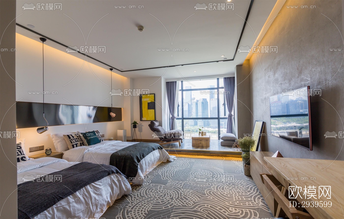 现代酒店民宿效果图下载（渲染图12）