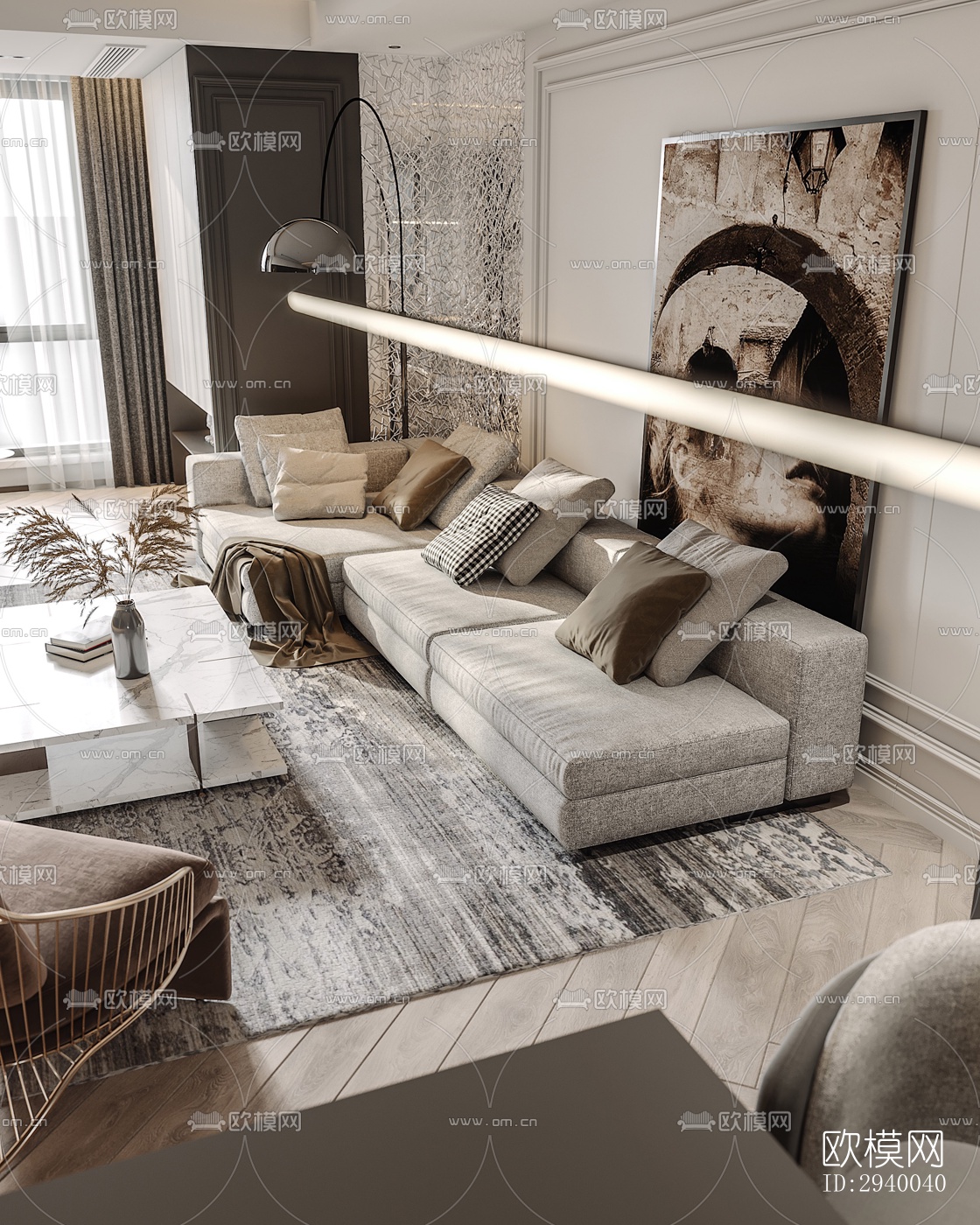 侘寂平层效果图下载（渲染图2）