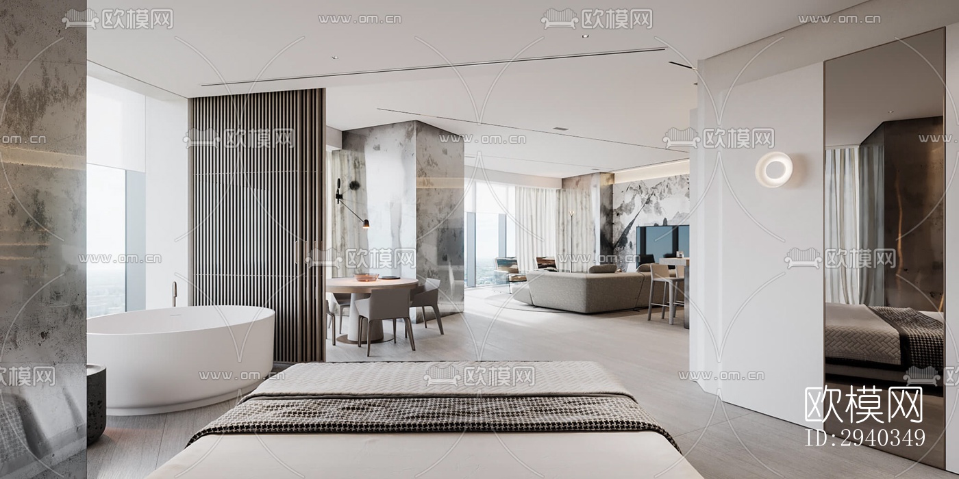 现代平层效果图下载（渲染图10）